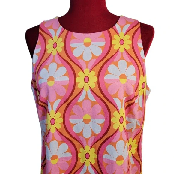 London Times Retro Shift Dress Sz 12
60s Psychedelic Floral Sheath Dress HG4515 - Picture 2 of 10